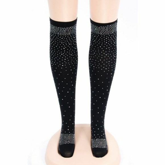 ✔SOLD on Ⓜ✔Super Sexy Rhinestone Black Stockings  - Picture 5 of 8